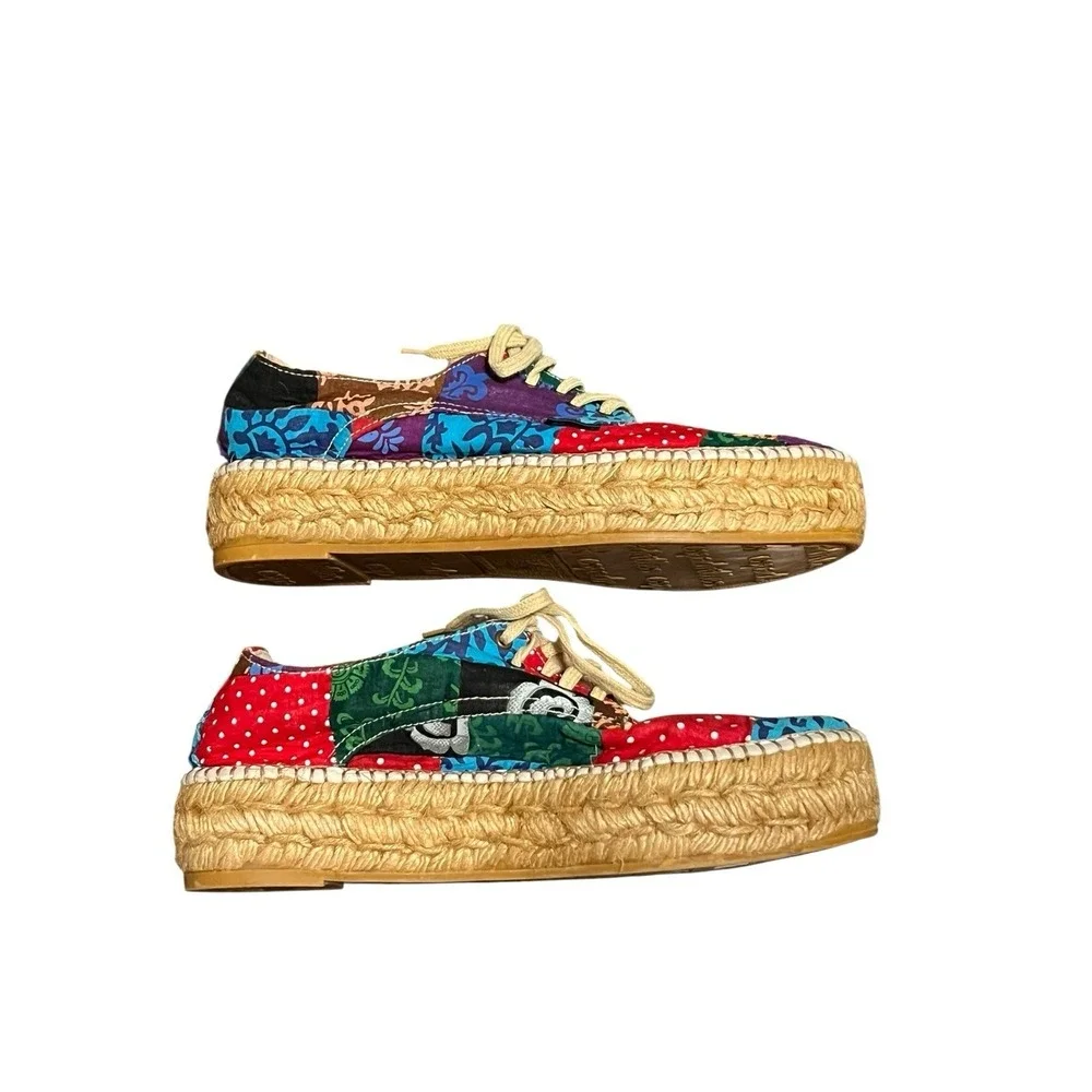 Anthropologie Gaimo Flat Espadrilles Colorful Sandals Made In Spain sz 37